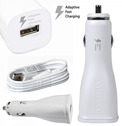 Cargador r  pido de coche para Samsung Galaxy S6 S6 Edge Galaxy Note 4 Galaxy Note 5 con Cable USB  color blanco