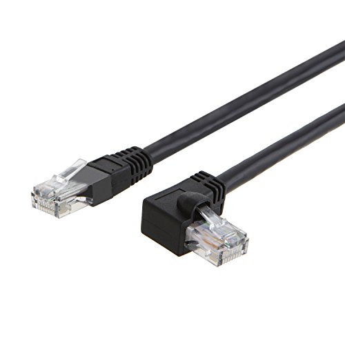 CableCreation Winkel CAT6 Ethernet-Patch-Kabel (3,3 Fuß), links abgewinkelt Lan-Kabel mit 50U "Gold überzogenes Kontakt, schwarze Farbe