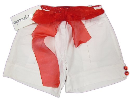 TUTTO PICCOLO "Polka Dots Ostern Easter" baby girls shorts retro with chiffon (white/red)