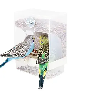 Automatic Bird Feeder No Mess for Cage Inside Birds Stuff Cage Accessories Seed Food Container for Small Brids Cockatiel Budgerigar Macaw Finch Budgie Parakeet Conure Canary Parrots Lovebird