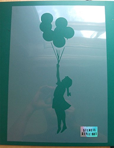 Ideal Stencils Banksy Flying Balloon Girl Stencil - Ideale per Stencil, plastica, Medium - 4 x 14.5 Inches