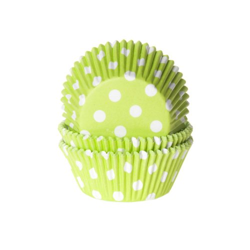 50 Muffinförmchen, grün weiß gepunktet