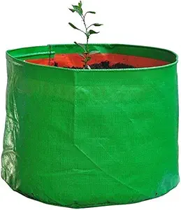 S.K. Indoor Outdoor Grow Bags. 9 x 9 Inch,Pack of 10 Bags , 220 GSM Strong, UV stabilized HDPE .Green Colour for Plants and Terrace Gardening ,Leafy Vegetable Planting.( Package Contain - 10 Bags)