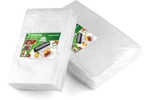 WVacFre 100 Buste 15x25(50)+20x30(50) Buste Sottovuoto Alimenti,Sacchetti Sottovuoto per Alimenti,Sacchi Sottovuoto Alimenti Approvazione FDA e BPA Liberi