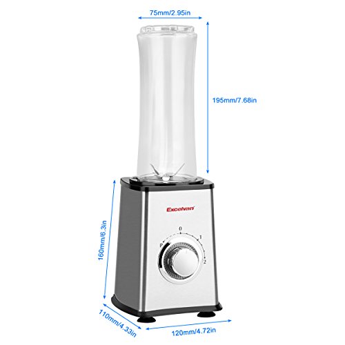 Excelvan Mini Smoothie-Maker mit Trink-Flasche Sport Standmixer 600mL 300W Shake Mixer Edelstahl BPA-frei Tritan - 2
