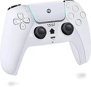 PSS Pro Gaming Controller Compatible with PS4/Pro/Slim, Wireless Controller with Built-in Speaker and Stereo Headset Jack 2.5MM ?Auto Fire Turbo Button (White)