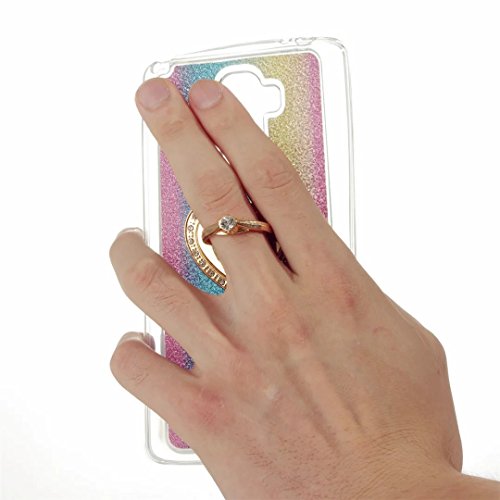 MUTOUREN LG G4 Stylus / LG G Stylo LS770 (5,7 Zoll) Schutzhülle Case Handyhülle TPU Silikon Weich Soft Transparent Zurück Cover Bling Glitzer Glänzend Handytasche Durchsichtig Kristall Anti-Kratzer Handy Schale Tasche Bumper für LG G4 Stylus / LG G Stylo LS770 (5,7 Zoll)-Rosa - 5