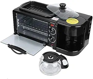 KIRFIZ 3 in 1 Breakfast Machine Breakfast Station, Electric Grill Sandwich Machine Breakfast Machine,Bread Toaster Fryer Omelette Frying Pan , Frying Pan , Mini Oven , Coffee Maker for Home Office