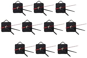 Tenlacum 10 pièces Mécanismes de mouvement d'horloge murale à quartz, kit d'horloge alimenté par batterie pour pièces de rechange DIY (Noir)