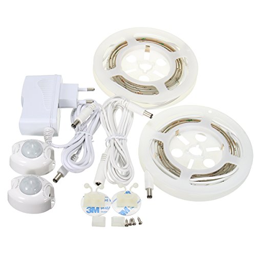 Bewegung aktiviert Bett Licht, GOCHANGE Flexible LED Streifenlicht, Auto Ein/Aus Bewegungsmelder Nachttischlampe, Bewegung aktivierte LED-Lichtleiste （zwei Sensor Kit） - 9