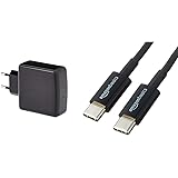 Amazon Basics – Typ-C-Wandladegerät mit Power Delivery 3.0, 65 W, EU-Einzelstecker, schwarz & USB-Typ-C-auf-USB-Typ-C-2.0-Lad