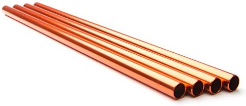 glugglug PREMIUM Reusable Metal Drinking Straws Straight - (x4) Wide - Safe - Eco-Friendly Food Grade Biodegradable Stainless Anodised Aluminium - Cleaner Brush ✿ FREE Hot Winter Drinks eBook! ✿