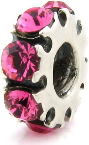 October Swarovski Wheel 925 Solid Sterling Silver Charm Bead, OHM is Compatible with Other european bracelets
