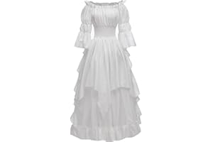 PLWEDDING Women's Gothic Witch Dress Medieval Renaissance Costume Victorian Dress