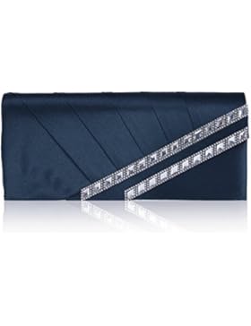 Damara Damen Edle Satin Falten Funkelnd Strass Abendtasche