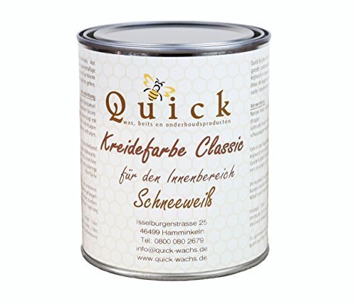 Kreidefarbe Classic für Shabby Chic, Vintage und Landhaus Stil 1,5kg und 7,5kg 24 Farbtonen (1,5 kg (1Liter), Schneeweiß)