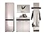 Produktbild Trendteam Garderobe Garderobenkombination 4-teiliges Komplett Set Mezzo, 248 x 195 x 38 cm in Weiß Hochglanz, Absetzung Eiche Melinga Rillenstruktur Dunkel Dekor mit viel Stauraum und Ablagefläche