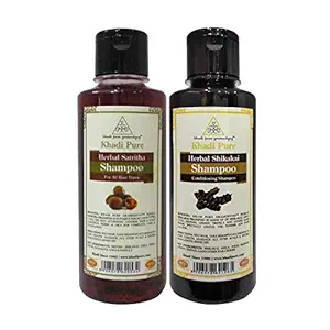 Khadi Pure Satritha and Shikakai Shampoo Combo, 420 ml (Pack of 2)