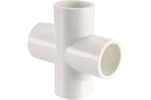 sourcing map Tubo PVC Cruz, Codo PVC de 4 Vías, Conector PVC 20mm, Reductor PVC de Forma en T, Reductor Manguera, Accesorio de Tubería, Blanco 6 Piezas