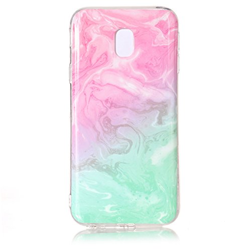 Samsung Galaxy J3 2017 Case ,Samsung Galaxy J330 Marble Case , Cozy Hut Soft Back Cover for Samsung Galaxy J3 2017 / SM-J330 Silicone Case Ultra Thin Anti-Scratch Shock Proof Silicone Rubber TPU Bumper Protective Back Case Cover with Cool Marble Stone Print Pattern for Samsung Galaxy J3 2017 / SM-J330 - Pink green marble