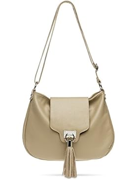 CASPAR TL768 Damen große echt Leder Umhängetasche Lederhandtasche Messenger Bag mit langem Schultergurt