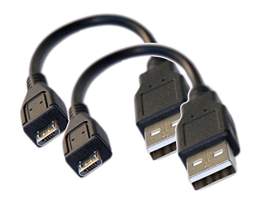 valonic 16,5cm ultra kurzes Micro USB Kabel, 2 Stück, Datenkabel, Ladekabel, Kontakte innen vergoldet, sehr kurz, schwarz, 30 AWG, USB A nach Micro USB, USB A auf Micro USB - 3