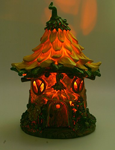 Solar Powered beleuchtet Fairy gelb Cottage/Dwelling Garten Ornament - 4