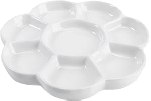 HEALLILY Bandeja de Pintura Redonda Cerámica Paleta de Pinturas de Artista Paleta de Pinturas Paletas para Acuarela Guache Pintura para Acuarela Guache Pintura Óleo Acrílica