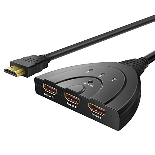 InVaFoCo HDMI Schalter HDMI Switch 3 in to 1 out HD 1080p, 3 Port HDMI Switcher mit HDMI Kabel, Gold Plated HDMI Distributor Selector 3 to 1 - 2