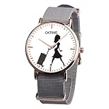 Frauen Uhren,Moeavan Frauen-Segeltuch-Quarz-Uhr-Damen-Reise-Muster-elegante zufällige Zeiger-Legierungs-analoge Armbanduhr-jugendlich Mädchen-Mode-runde Uhren, Frauen-Uhren auf Verkaufs-Freigabe (Grau)