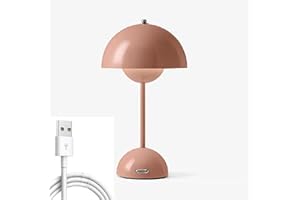 BOMKRA LED Flowerpot Tischlampe Kabellos Akku Pilz Lampe, Modern Macaron Lampe Retro Touch Dimmbar Tischleuchte mit 3 Farben Nachttischlampe für BüRo,Bars,Wohnzimmer,Schlafzimmer (Rosa)