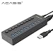Produktbild Fcostume ACASIS USB 3.0 Hub Super Speed-Splitter 10-Port-USB-Daten-Hub mit Strom (Grau)