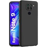 [BLACK LIQUID SILICONE] For Redmi Note 9 ile uyumlu Esnek Silikon Matte Kaymaz Yapı İ&ccedil; Kadife Y&uuml;zey Darbe Emici Siyah Telefon