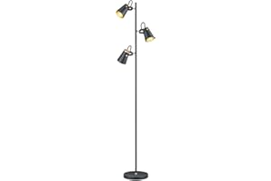 Trio Leuchten Lampa stojąca Edward 408800332, metal czarny matowy/złoty, bez 3 x E14