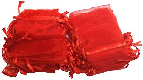 TerGing 4*5 Organza Wedding Party Favor Gift Bags, Pack of 50 Pcs Red