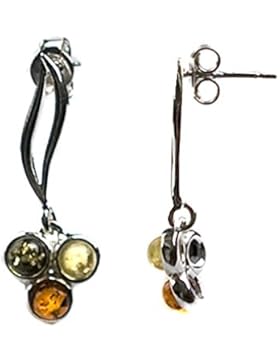 Mehrfarbiger Bernstein Sterling Silber Runde Ohrringe