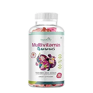 Simply Herbal Kids Multivitamin Gummies for Hair Skin & Nails Improved Potency Supplement With Calcium, Biotin, Vitamin A B C Immunity Gummy In Fruit Flavor Also For Men Women & Adults ? 30 Count