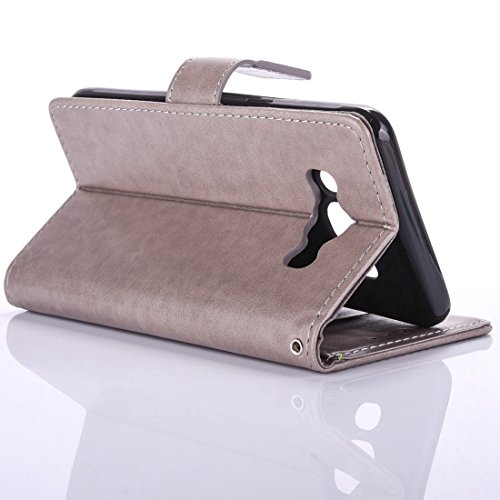 Wallet Fall für Samsung Galaxy J5 2016-beddouuk Elegantes gepresst Butterfly Flower Design Folio PU Leder Flip Schutzhülle mit Standfunktion und Kartenhalter für Samsung Galaxy J5 2016 - 5