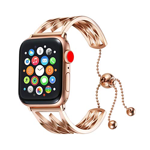 Libra Gemini Bracelet pour Apple Watch 38mm 40mm 42mm et 44mm Series 1 2 3 4, Acier Inoxydable (38mm/40mm, Or Rose)