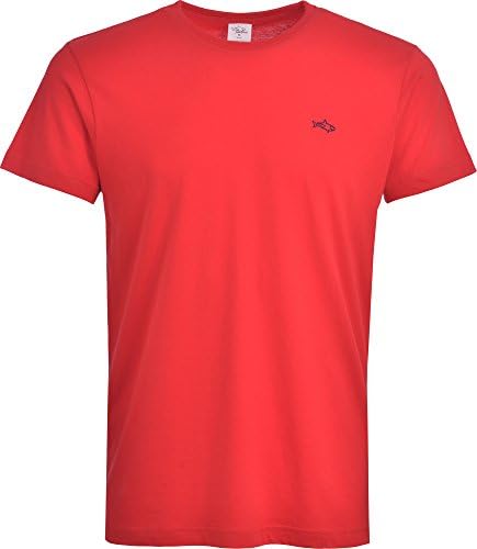 Tshirt mens designer casual John Shark original tees T-shirt black navy white S M L XL XXL short sleeve England (S, Red)