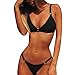 Produktbild BaZhaHei Damen Sommer Elegante Boho Vintage Bikini Sets Schlinge Metall Ring Tief v Drei Punkt Bikini Badeanzug Bandeau Bandage Bikini Set Push-Up Brasilianische Badebekleidung Beachwear (L, Schwarz)