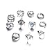Produktbild lymty 11 Sätze Ringe Set für Frauen, Vintage Retro Kristall Böhmischen Midi Ringe, Joint Nail Band Manschette Zehe Anweisung Fingerringe