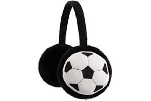 YJZQ Kids Football Pattern Earmuffs - Winter Warm Soccer Design Ear Warmers, Plush Cartoon Children's Fluffy Faux Fur Protection - Xmas Birthday Gifts