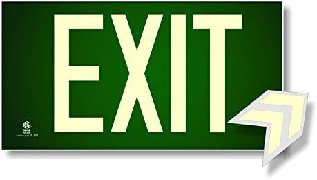 Photoluminescent Exit Sign Green - Code Approved UL 924/IBC 2012/NFPA 101 2012 by NightBright USA