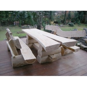 RUSTIKALE SITZGARNITUR AUS NADELHOLZ / Deutsche Handwerksqualität / 2,50m- Länge / Sitzkapazität für 10 Personen / Jede Sitzgruppe ist ein Unikat / 550 kg