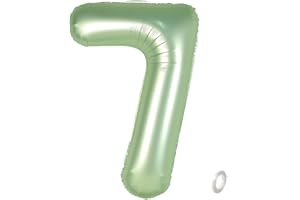 Balorise 40 Zoll Aluminium Luftballon Grün Zahl 7, Helium Unterstützt, Ballon Nummer 0-9, 10-100 (101cm), große Folienballons Dekoration für Geburtstagsfeier, Hochzeit, Jubiläum