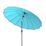 Angel Living Parasol de Jardin avec Pare-Soleil à mécanisme d'inclinaison par manivelle pour Balcon de terrasse (270cm Macaron Bleu)