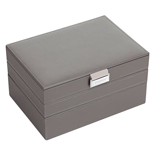 STACKERS Set of 3 ‚CLASSIC SIZE‘ – Mink STACKER Set of 3 Jewellery Box with Grey Velvet Finish Lining - 3