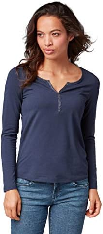Tom Tailor Women's Basic Henley Shirt Mit Langarm Und V-Ausschnitt Long Sleeve Top