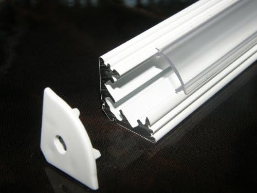 Aluminium Profile for LED Strips; LED Tapes; P3, White Base (Painted), Transparent Cover, Set with Two End Caps; Length: 1m / 100cm / 1000mm